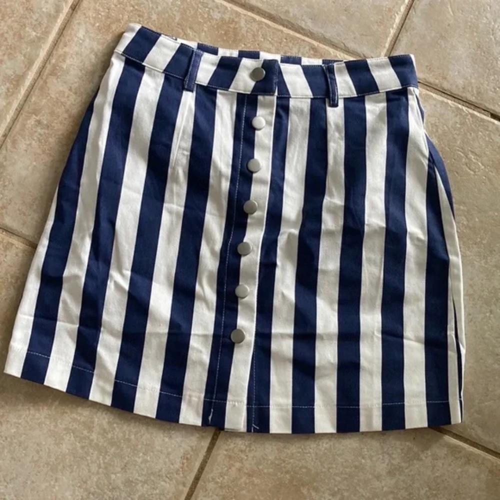 Favlux Striped Button Down Mini Skirt